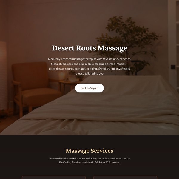Desert Roots Massage website preview